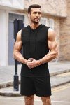 COOFANDY Men's Black Hoodie and Sweat Shorts Set