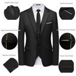 WULFUL Men's Slim Fit 3-Piece Suit Set