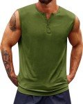 Men's Slim Fit Sleeveless Gym Tank - Army Green