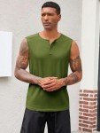 Men's Slim Fit Sleeveless Gym Tank - Army Green
