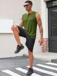 Men's Slim Fit Sleeveless Gym Tank - Army Green