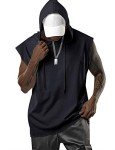 Aixdir Men's Black Sleeveless Workout Tank Hoodie