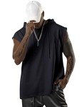 Aixdir Men's Black Sleeveless Workout Tank Hoodie