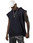 Aixdir Men's Black Sleeveless Workout Tank Hoodie