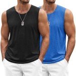 COOFANDY Men's Gym Tank Top 2-Pack - Black/Blue