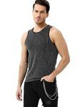 Men's Sparkly Sequin Sleeveless Tank Top - Silver