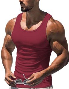 Men's Sleeveless Bodybuilding Tank Top - Wine Red