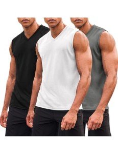 COOFANDY Men's V-Neck Gym Tank Top 3 Pack