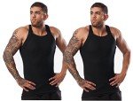 Men's Black G-Unit Style Muscle Tank Tops - 2 Pack