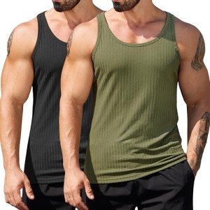 Men's Ribbed Workout Tank Tops – 2 Pack