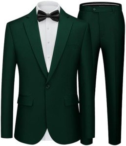 Stylish Dark Green Slim Fit Men's Suit Set