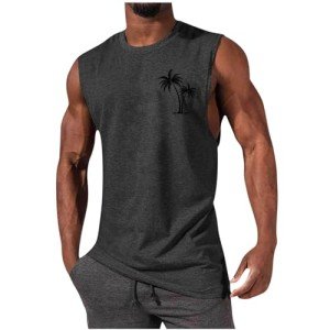 Men's Sleeveless Beach Tank Top - Dark Gray