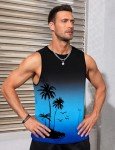 Men's Graphic Palm Tree Tank Top, Black/Blue