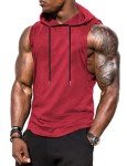 Men's Lightweight Hooded Muscle Tank - Light Wine Red