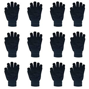 12 Pairs Black Knit Winter Magic Gloves