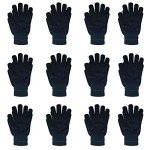 12 Pairs Black Knit Winter Magic Gloves