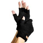 Unisex Warm Alpaca Wool Fingerless Gloves - Black