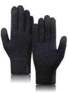 Men's Touchscreen Merino Wool Winter Gloves - Black