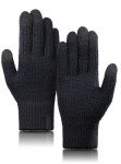 Men's Touchscreen Merino Wool Winter Gloves - Black
