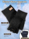 Unisex Warm Alpaca Wool Fingerless Gloves - Black