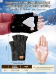 Unisex Warm Alpaca Wool Fingerless Gloves - Black