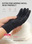 Men's Touchscreen Merino Wool Winter Gloves - Black