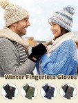 Unisex Warm Alpaca Wool Fingerless Gloves - Black
