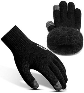 Men's Thermal Wool Knit Gloves with Fleece Lining