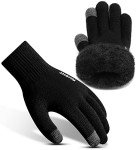Men's Thermal Wool Knit Gloves with Fleece Lining