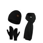 Men's Winter Beanie, Scarf & Touchscreen Gloves Set