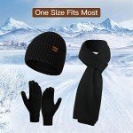 Men's Winter Beanie, Scarf & Touchscreen Gloves Set