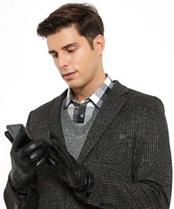Luxury Lambskin Leather Touchscreen Winter Gloves for Men