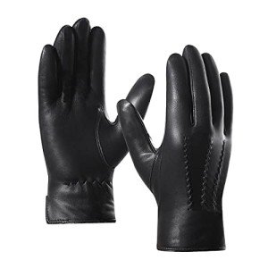 Men's Black Sheepskin Leather Gloves with Cashmere Lining