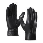 Men's Black Sheepskin Leather Gloves with Cashmere Lining