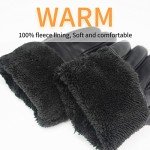 Men's Black Leather Touchscreen Winter Gloves