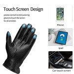Men's Black Leather Touchscreen Winter Gloves