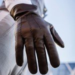 Men's Black Sheepskin Leather Gloves with Cashmere Lining