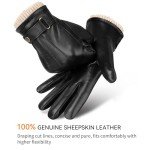 OZERO Men's Cashmere Lined Touchscreen Winter Gloves
