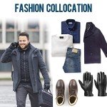 Men's Black Leather Touchscreen Winter Gloves