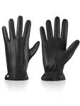 Men's Black Leather Winter Driving Gloves