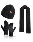 Men's Winter Scarf Set with Beanie and Gloves