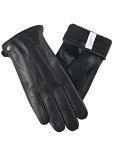Men's Black Leather Winter Driving Gloves