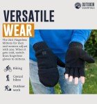 Men's Fingerless Winter Gloves with Flip Top Mittens