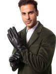 Men's Black Leather Winter Driving Gloves