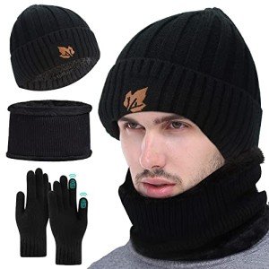 Men's Winter Hat, Scarf & Touch Screen Gloves