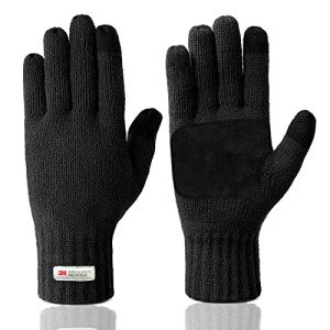 Men's Knitted Winter Touchscreen Gloves - Black