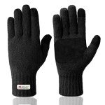Men's Knitted Winter Touchscreen Gloves - Black