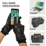 Men's Touchscreen Leather Gloves - Warm Winter Fit
