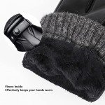Men's Touchscreen Winter Leather Gloves - Waterproof