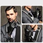 Men's Touchscreen Winter Leather Gloves - Waterproof